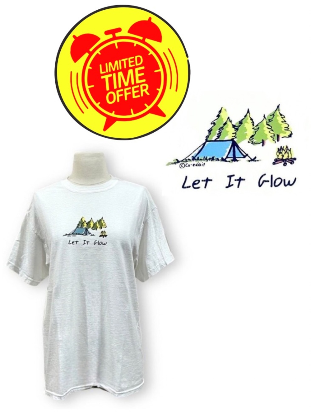Co-Edikit White Camping Let It Glow Graphic Shirt Medium